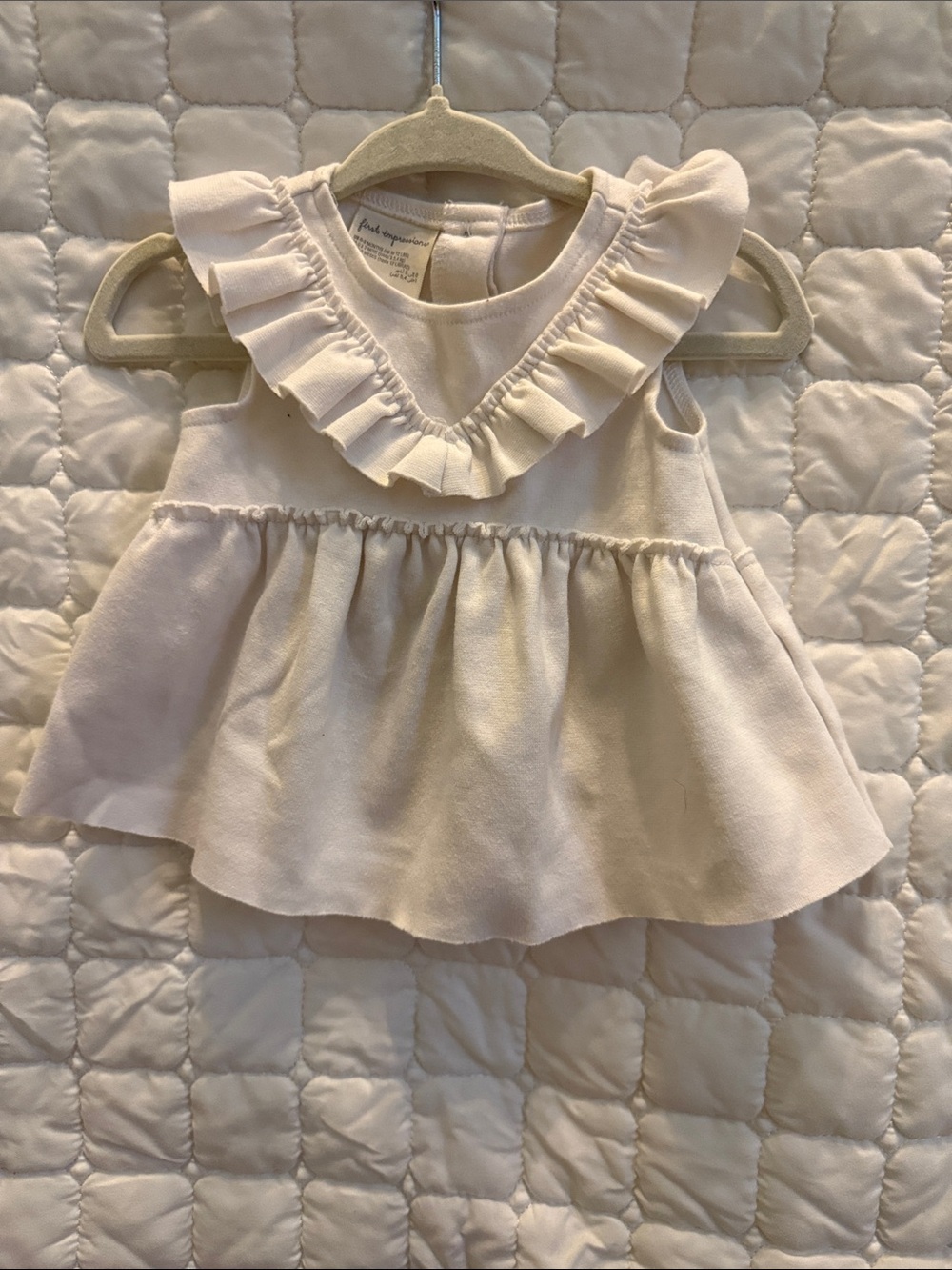 First Impressions Cream Ruffle Tank Top with Floral Matching Pants